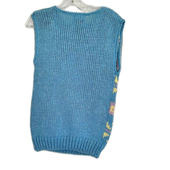 Vintage Handknitted Sweater Vest Unisex Size M New blue/yellow - Picture 2 of 4
